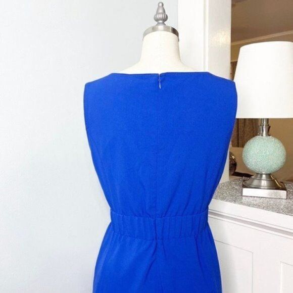Calvin Klein Royal Blue Sleeveless Sheath Dress with Elastic Buckle Waist 2 - Picture 6 of 9